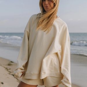 Daily Drills tan oversized crewneck